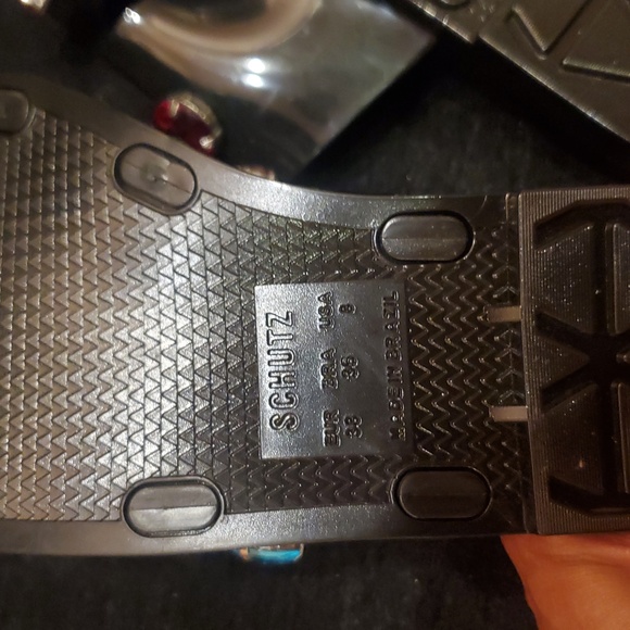 SCHULTZ SIZE 8 Black Slide Sandals with Colorful Gems - Picture 5 of 6